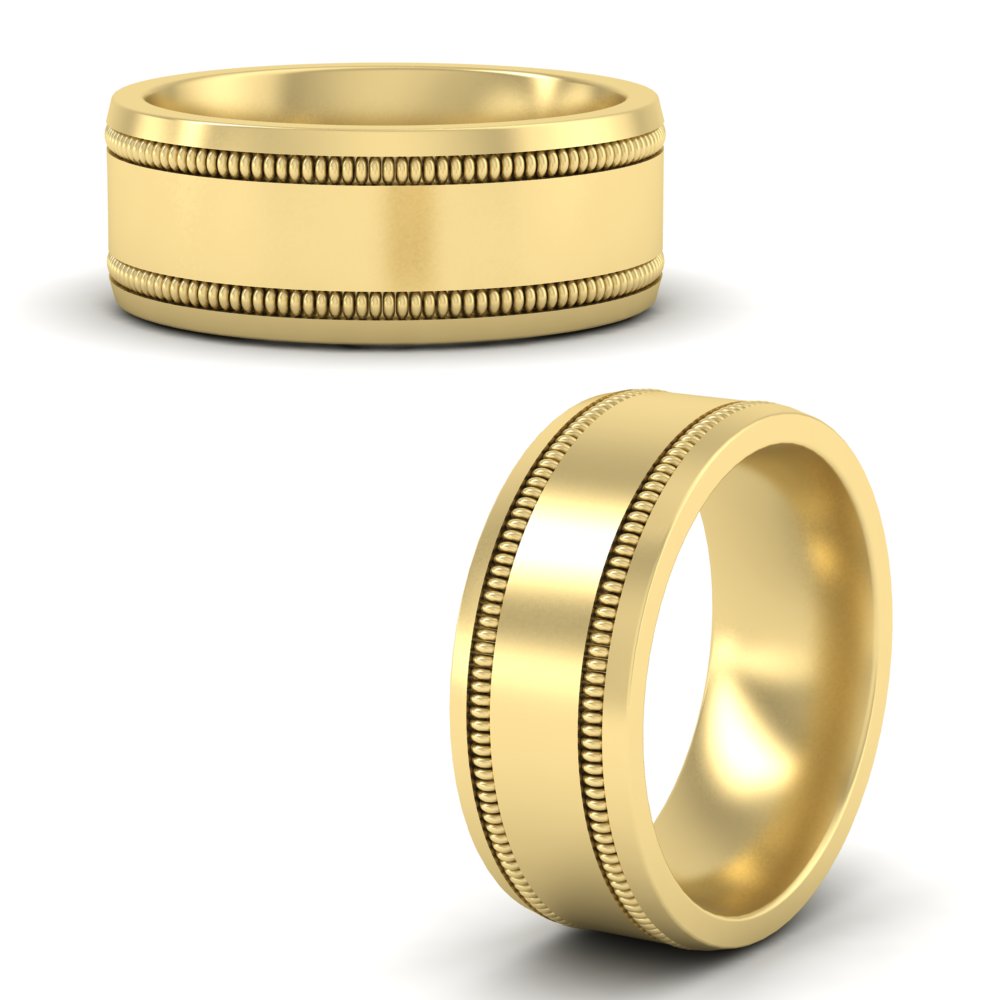 Mens Band Double Milgrain Fascinating Diamonds