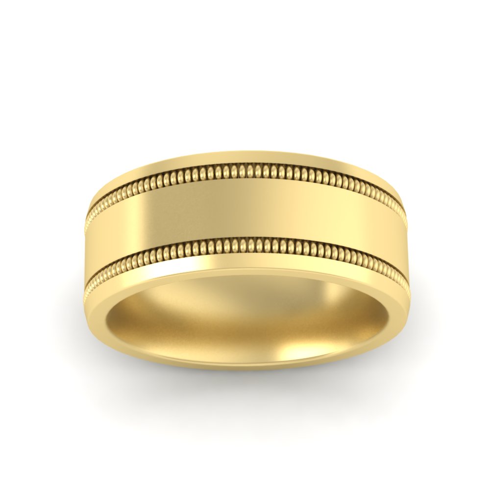 Mens Band Double Milgrain Fascinating Diamonds