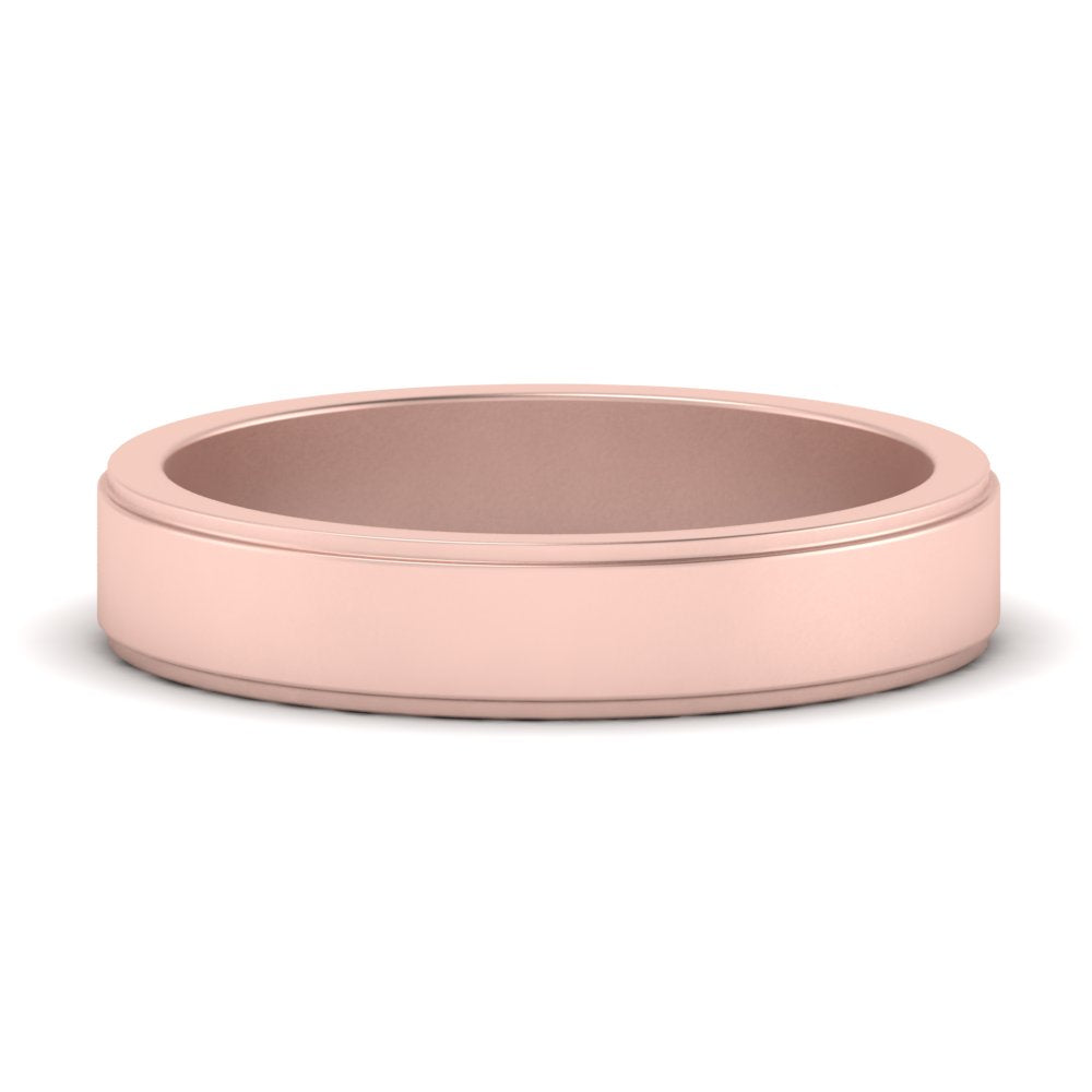 Simple Flat Wedding Band 4MM Fascinating Diamonds