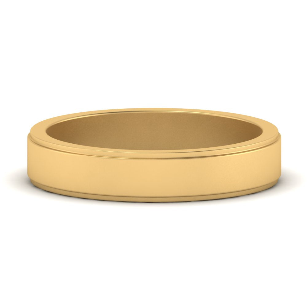 Simple Flat Wedding Band 4MM Fascinating Diamonds