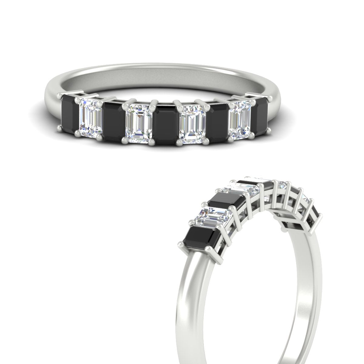 1 Carat Nine Stone Emerald Cut Wedding Band Fascinating Diamonds