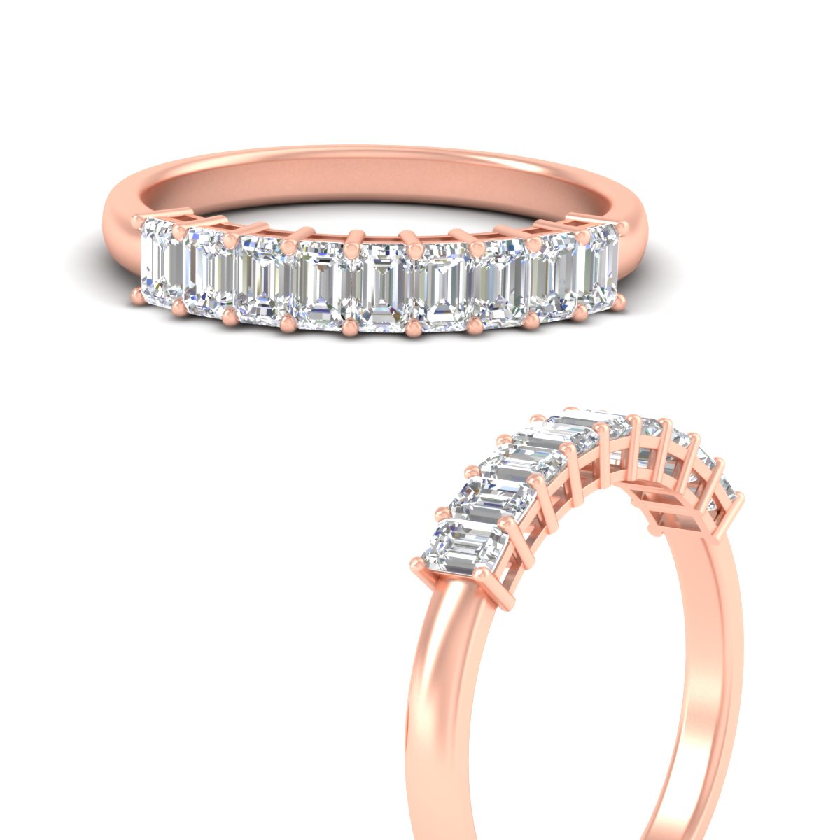1 Carat Nine Stone Emerald Cut Wedding Band Fascinating Diamonds