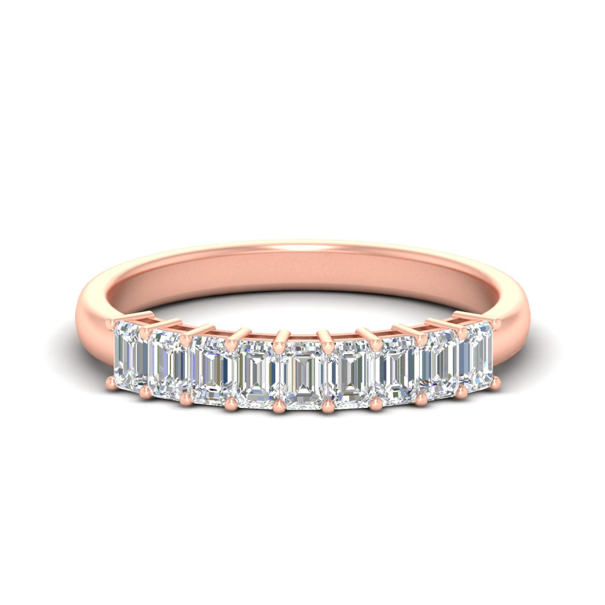 1 Carat Nine Stone Emerald Cut Wedding Band Fascinating Diamonds