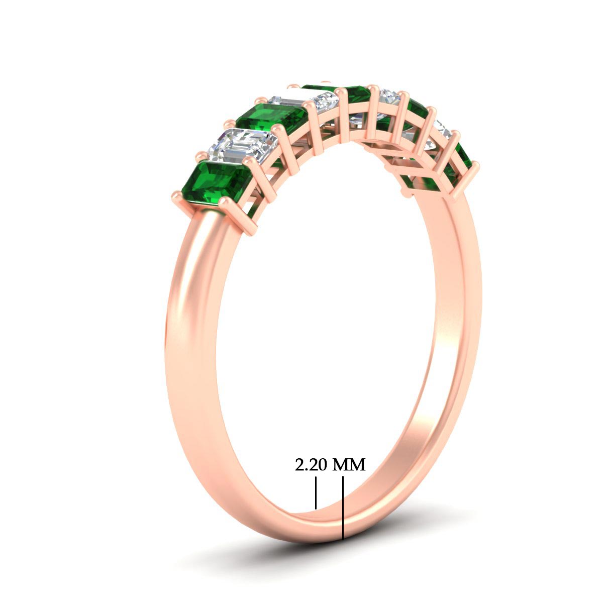 1 Carat Nine Stone Emerald Cut Wedding Band Fascinating Diamonds