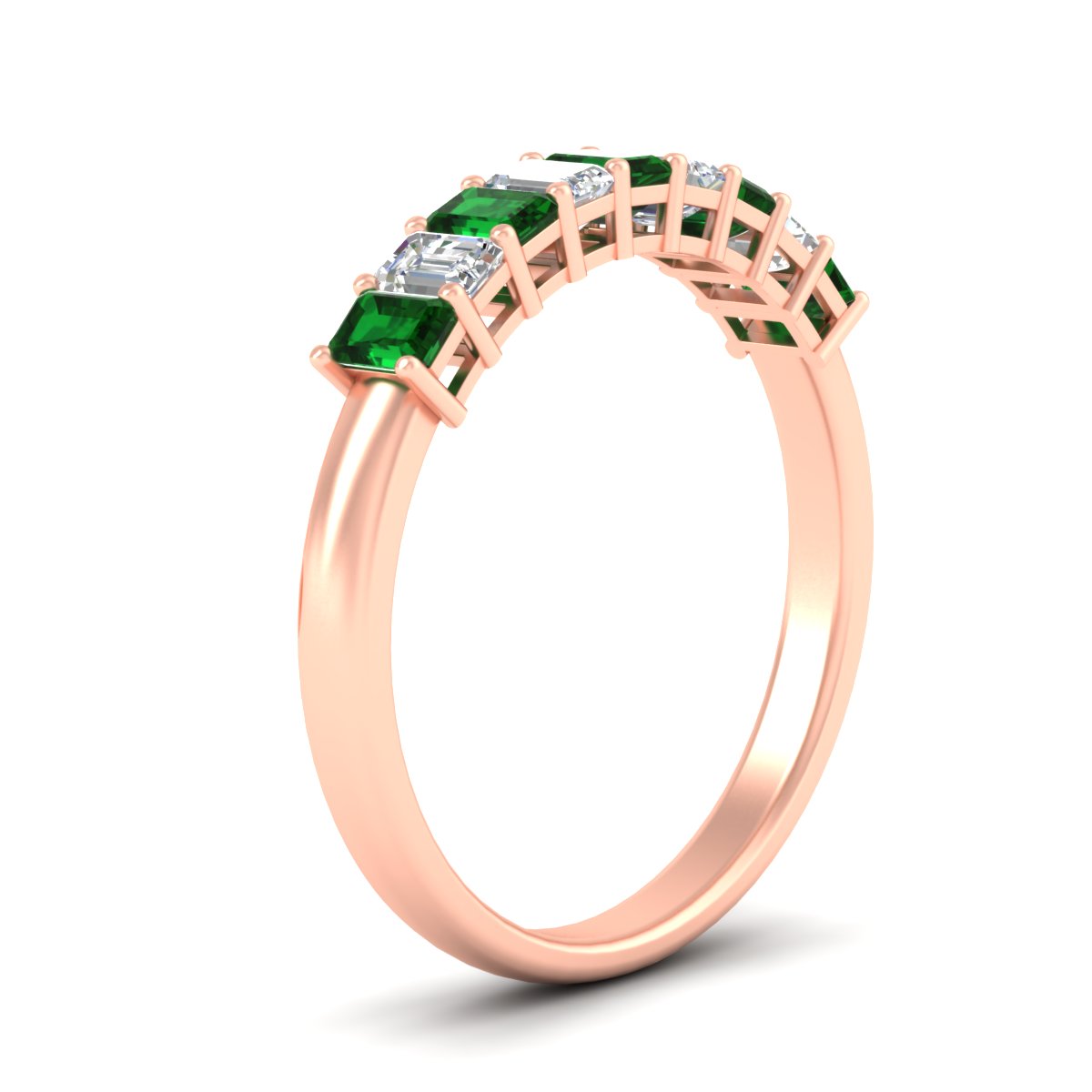 1 Carat Nine Stone Emerald Cut Wedding Band Fascinating Diamonds