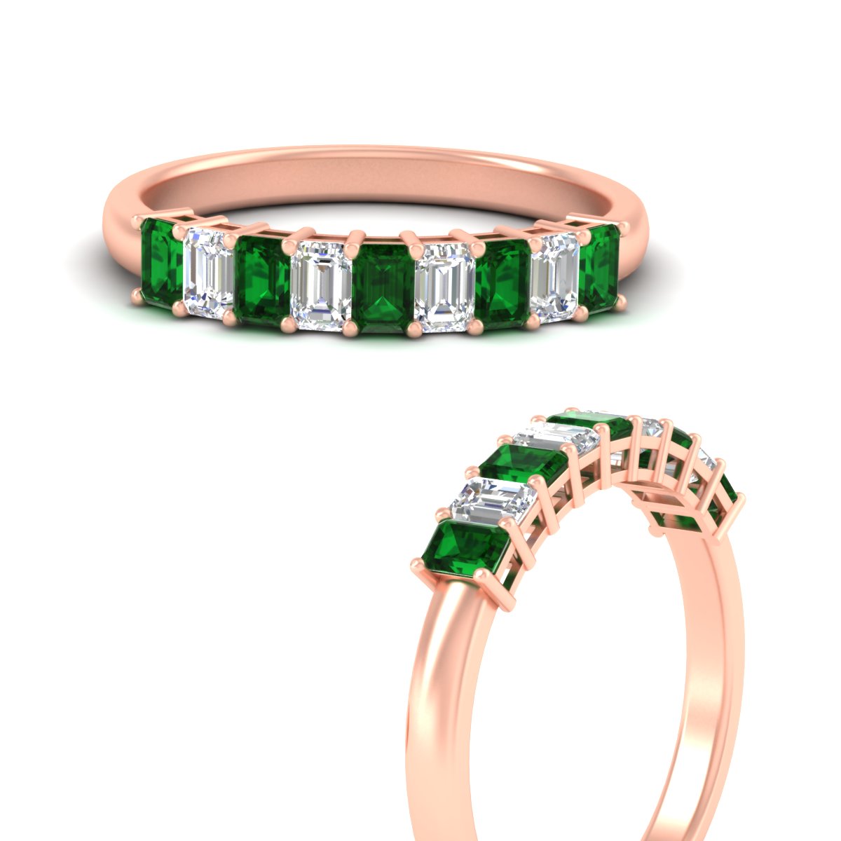 1 Carat Nine Stone Emerald Cut Wedding Band Fascinating Diamonds