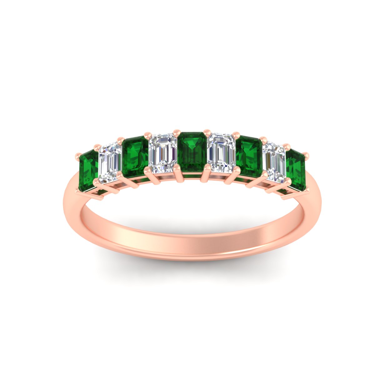 1 Carat Nine Stone Emerald Cut Wedding Band Fascinating Diamonds