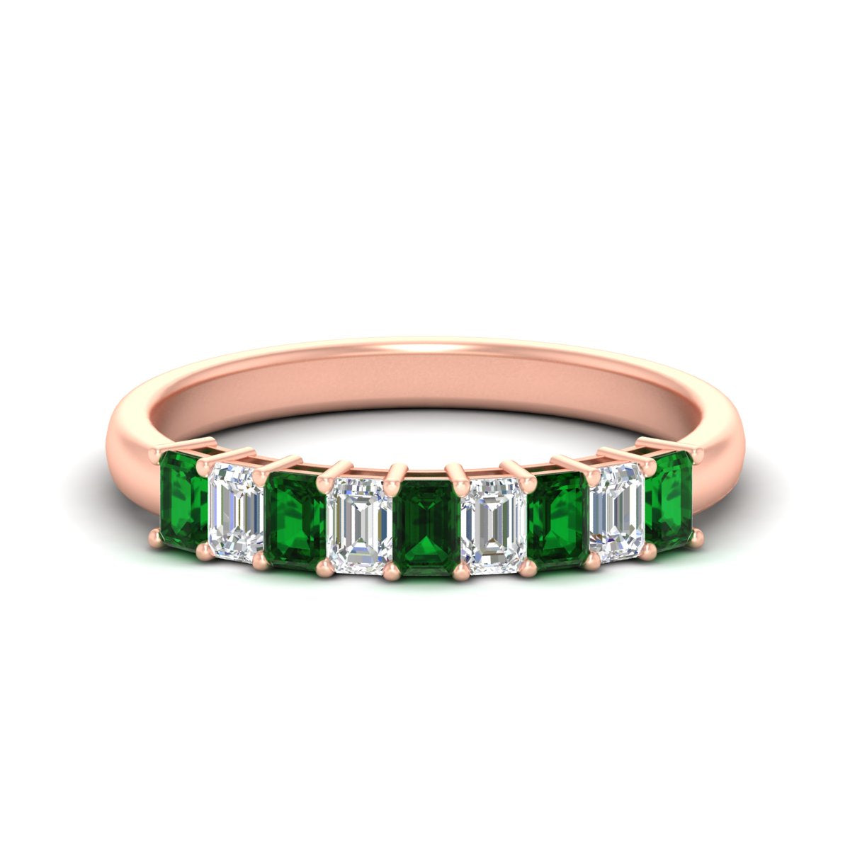 1 Carat Nine Stone Emerald Cut Wedding Band Fascinating Diamonds