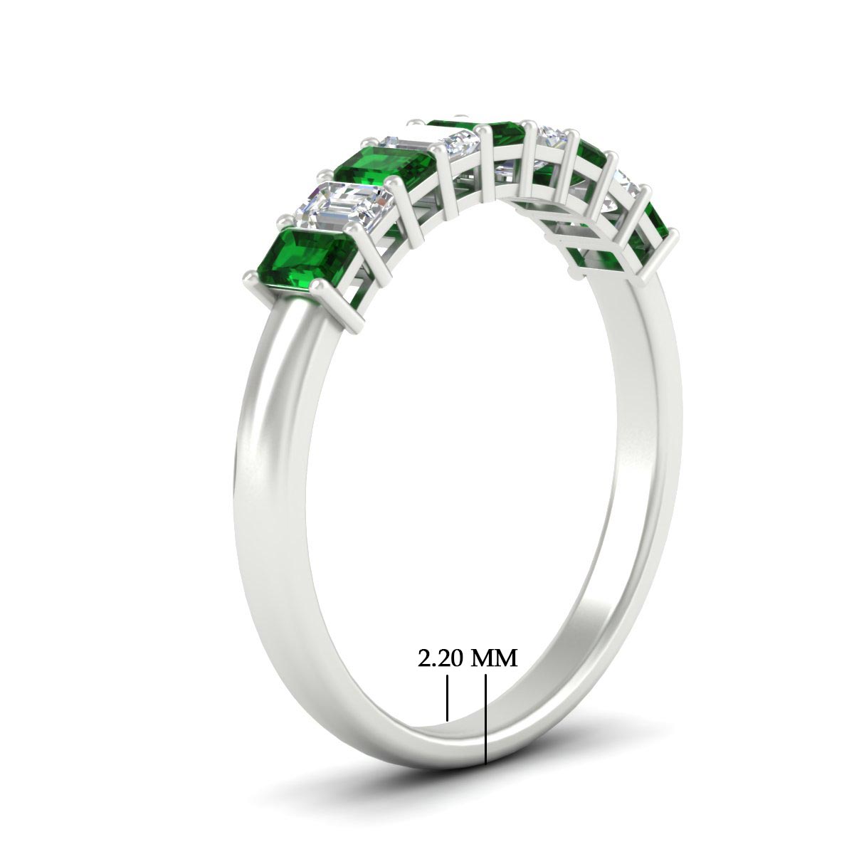 1 Carat Nine Stone Emerald Cut Wedding Band Fascinating Diamonds