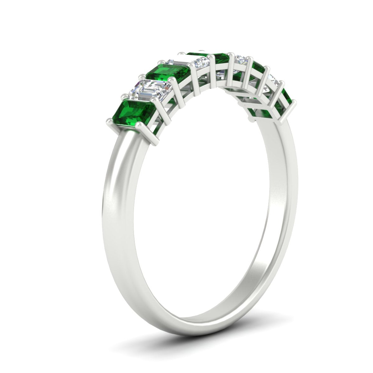 1 Carat Nine Stone Emerald Cut Wedding Band Fascinating Diamonds