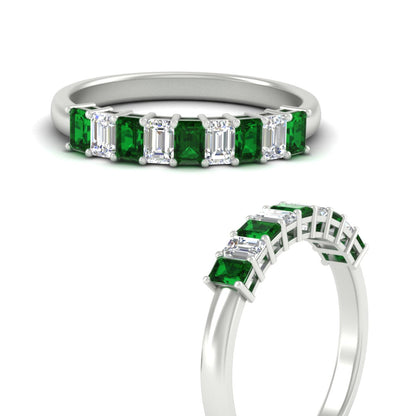 1 Carat Nine Stone Emerald Cut Wedding Band Fascinating Diamonds