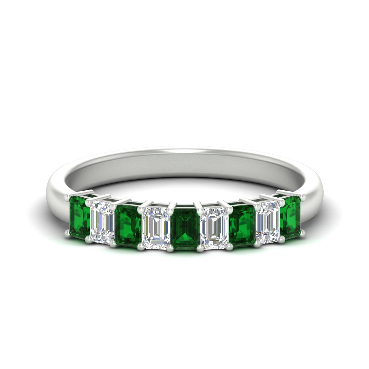 1 Carat Nine Stone Emerald Cut Wedding Band Fascinating Diamonds