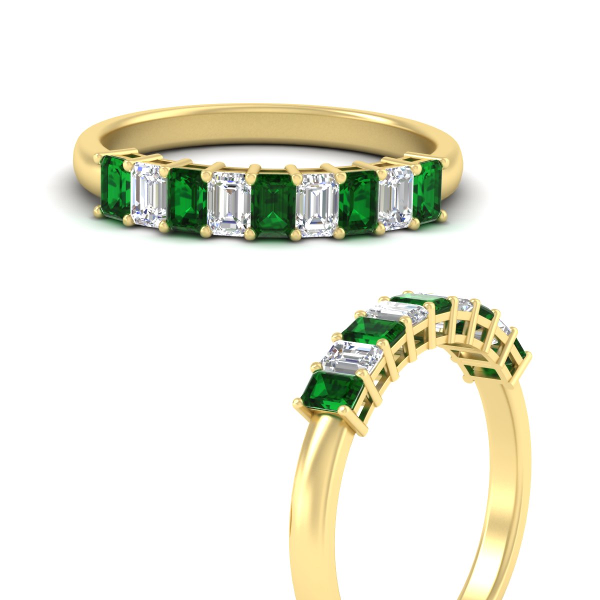 1 Carat Nine Stone Emerald Cut Wedding Band Fascinating Diamonds