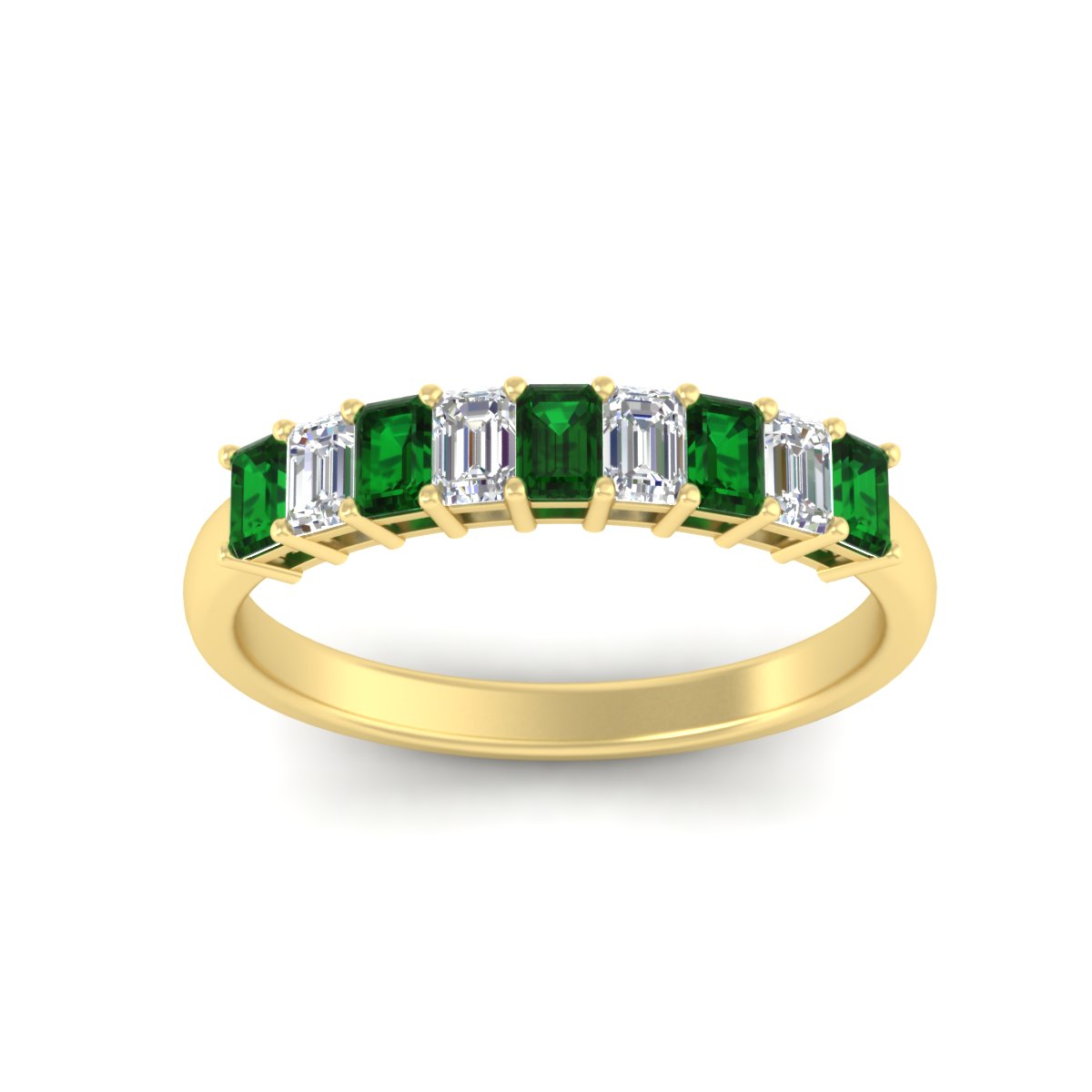 1 Carat Nine Stone Emerald Cut Wedding Band Fascinating Diamonds