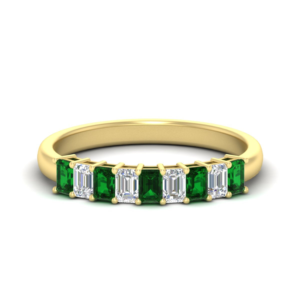 1 Carat Nine Stone Emerald Cut Wedding Band Fascinating Diamonds