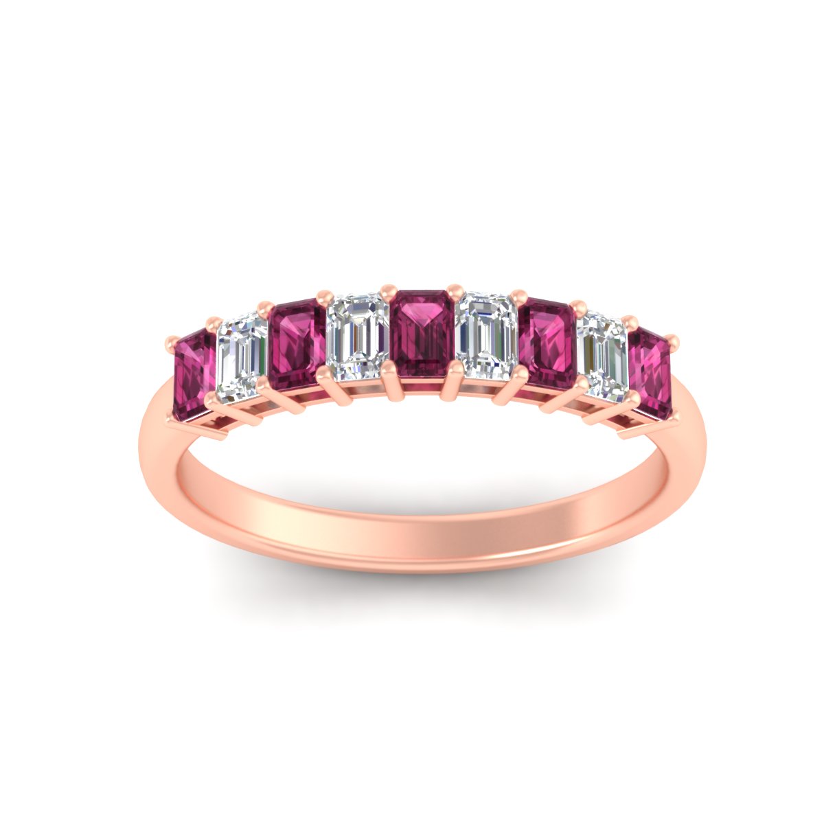 1 Carat Nine Stone Emerald Cut Wedding Band Fascinating Diamonds