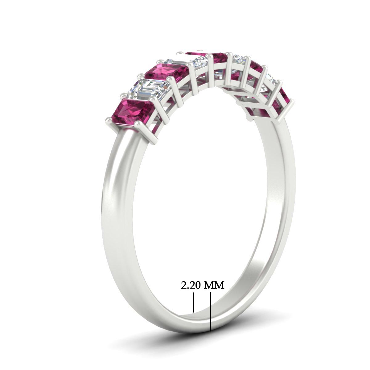 1 Carat Nine Stone Emerald Cut Wedding Band Fascinating Diamonds
