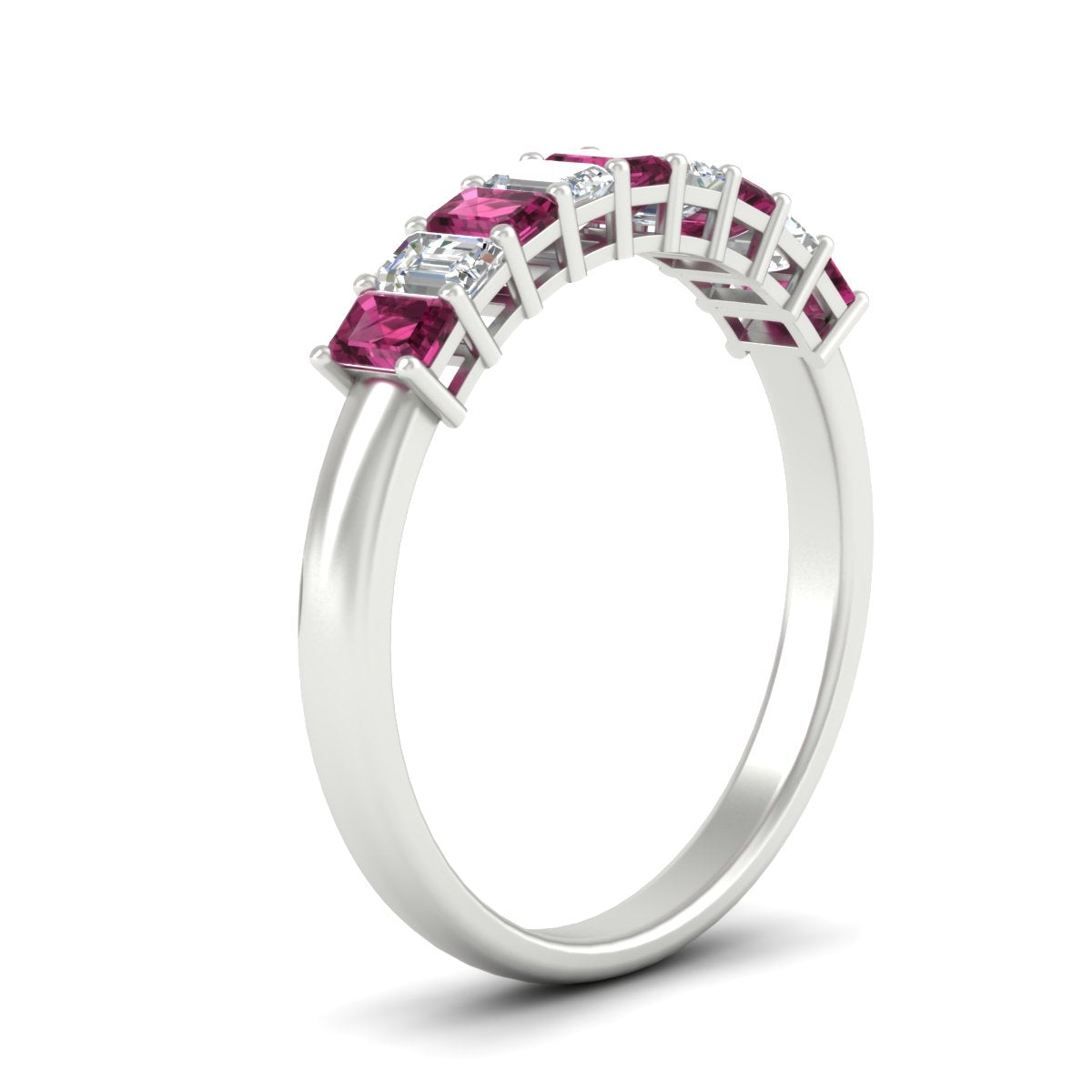1 Carat Nine Stone Emerald Cut Wedding Band Fascinating Diamonds