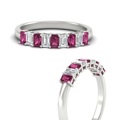 1 Carat Nine Stone Emerald Cut Wedding Band Fascinating Diamonds