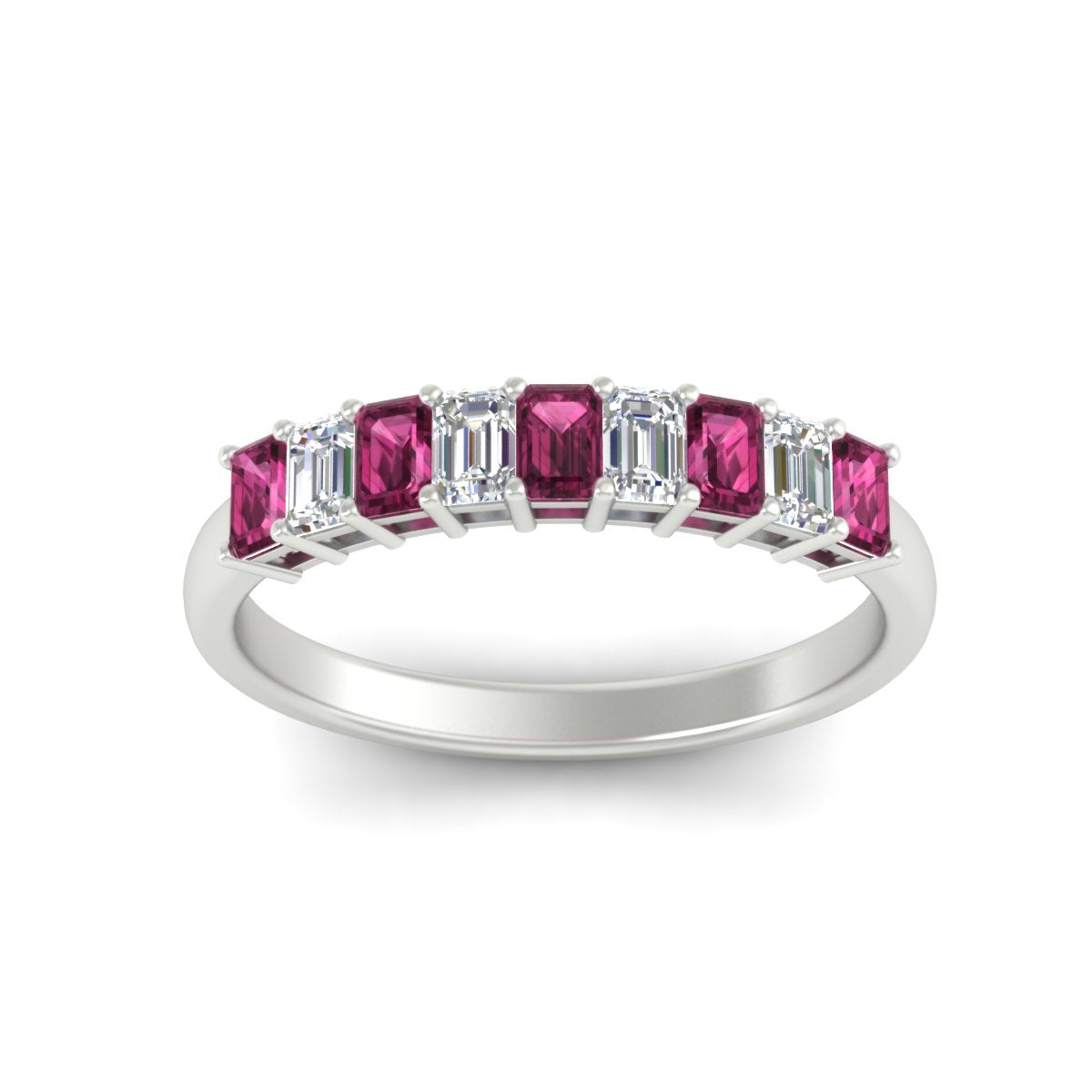 1 Carat Nine Stone Emerald Cut Wedding Band Fascinating Diamonds