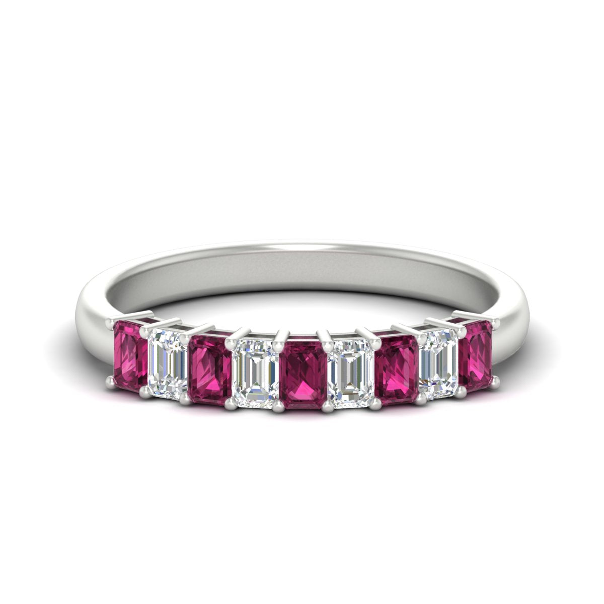 1 Carat Nine Stone Emerald Cut Wedding Band Fascinating Diamonds