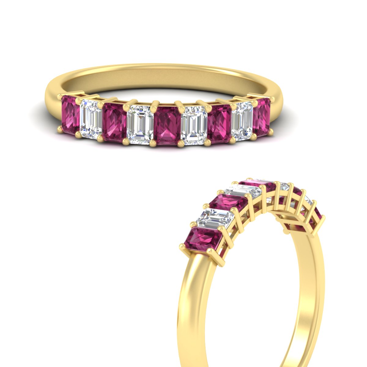 1 Carat Nine Stone Emerald Cut Wedding Band Fascinating Diamonds