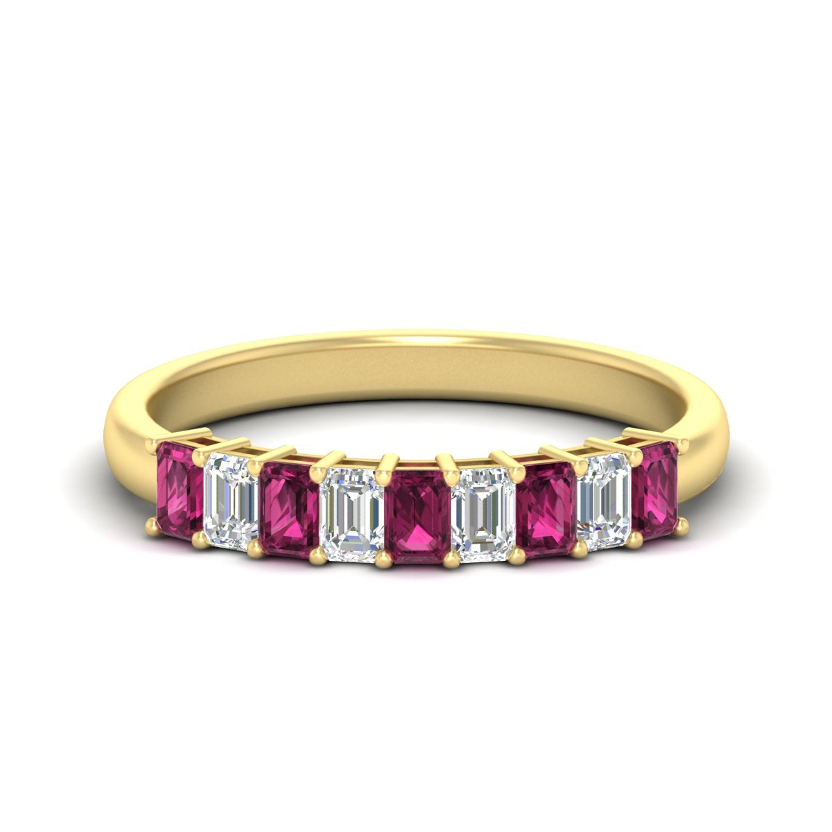 1 Carat Nine Stone Emerald Cut Wedding Band Fascinating Diamonds