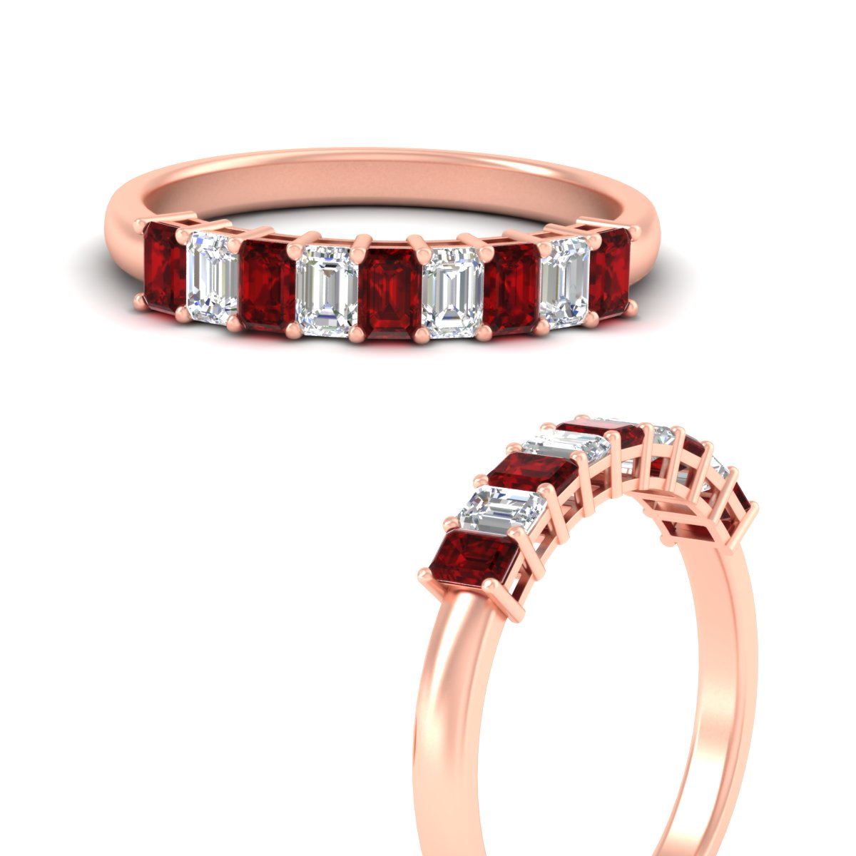 1 Carat Nine Stone Emerald Cut Wedding Band Fascinating Diamonds