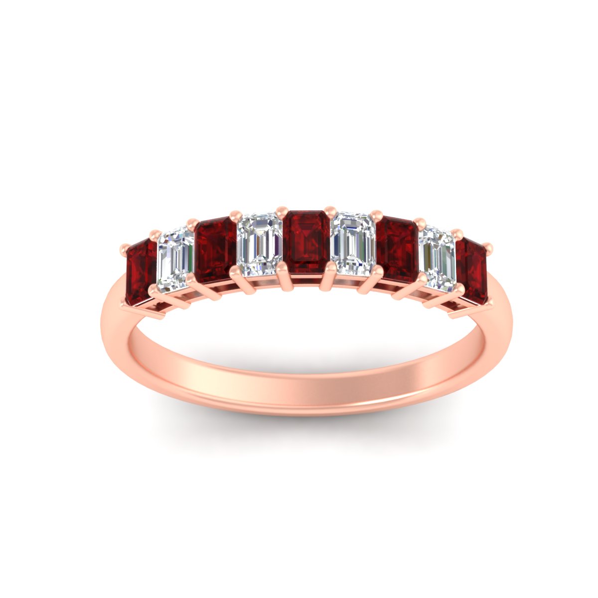1 Carat Nine Stone Emerald Cut Wedding Band Fascinating Diamonds
