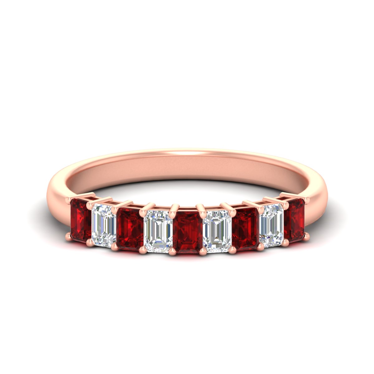1 Carat Nine Stone Emerald Cut Wedding Band Fascinating Diamonds