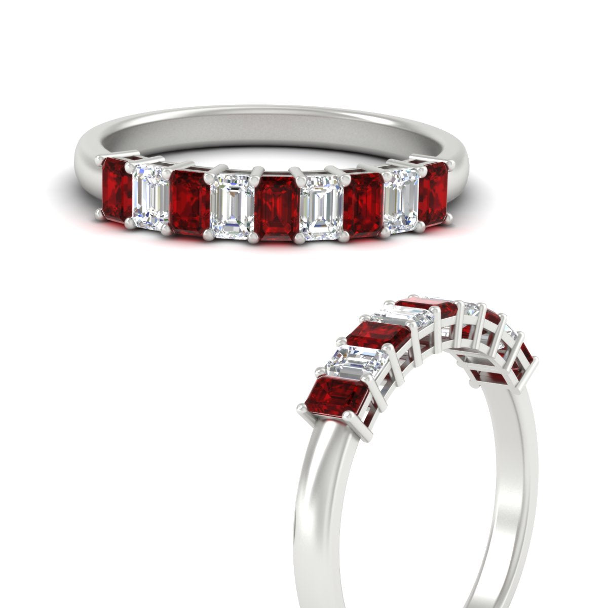 1 Carat Nine Stone Emerald Cut Wedding Band Fascinating Diamonds