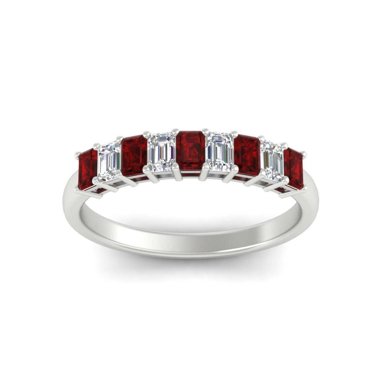 1 Carat Nine Stone Emerald Cut Wedding Band Fascinating Diamonds