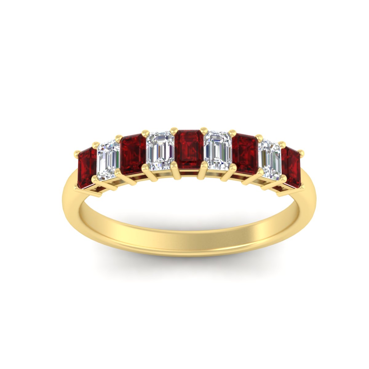 1 Carat Nine Stone Emerald Cut Wedding Band Fascinating Diamonds