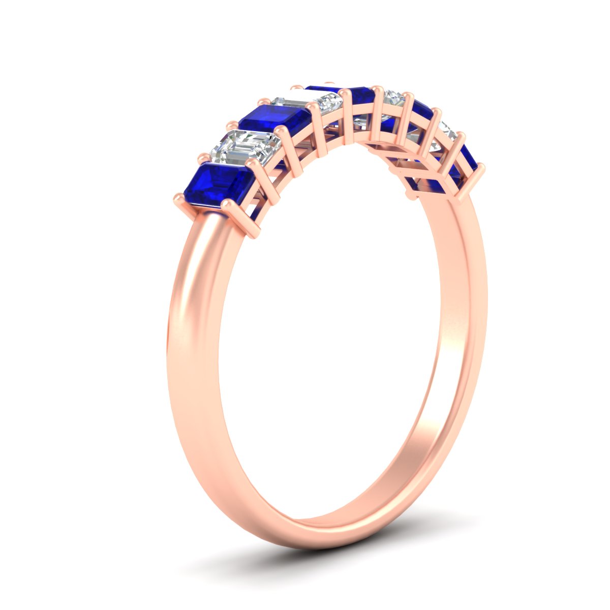 1 Carat Nine Stone Emerald Cut Wedding Band Fascinating Diamonds