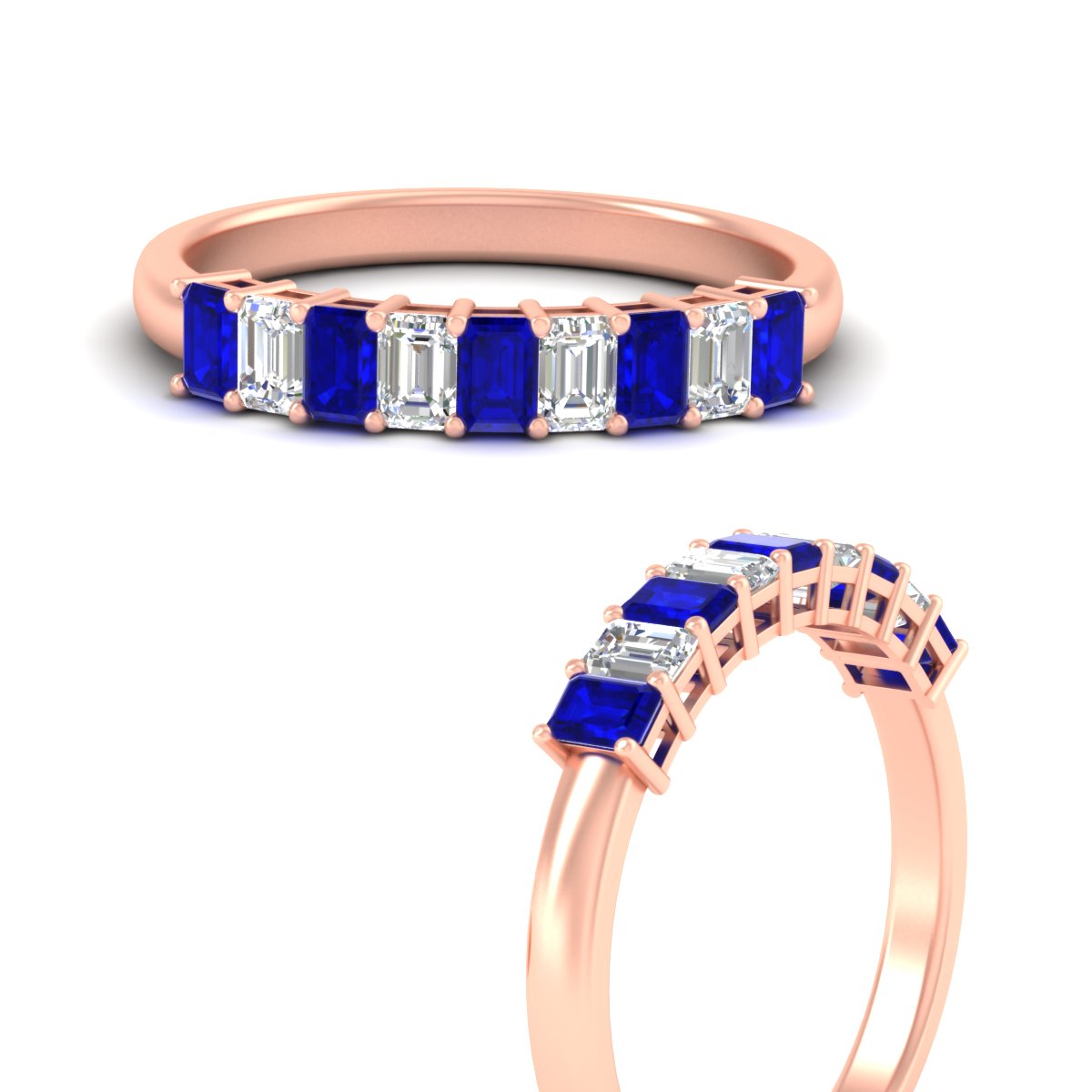 1 Carat Nine Stone Emerald Cut Wedding Band Fascinating Diamonds