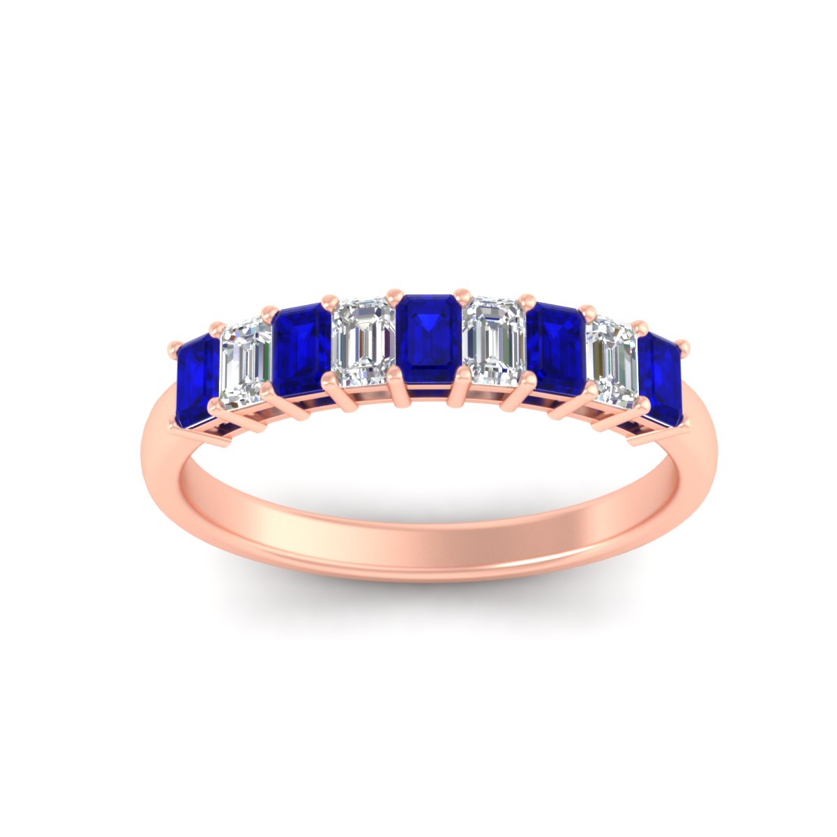 1 Carat Nine Stone Emerald Cut Wedding Band Fascinating Diamonds
