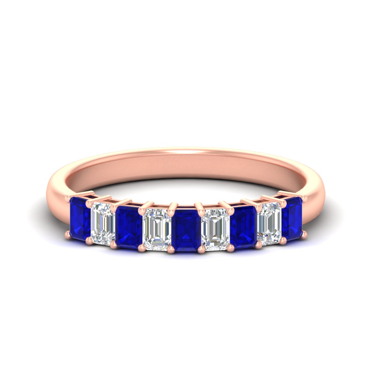 1 Carat Nine Stone Emerald Cut Wedding Band Fascinating Diamonds