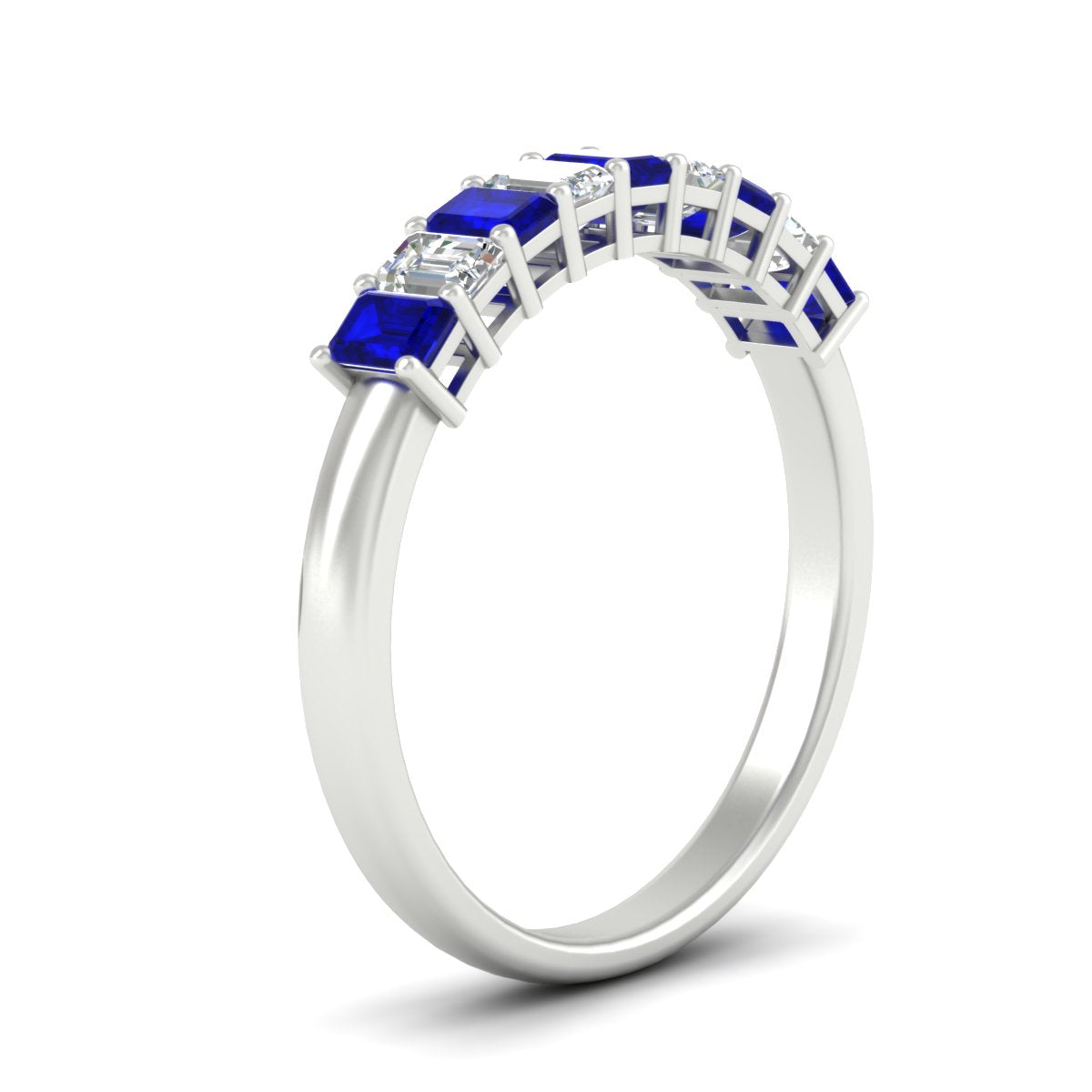 1 Carat Nine Stone Emerald Cut Wedding Band Fascinating Diamonds