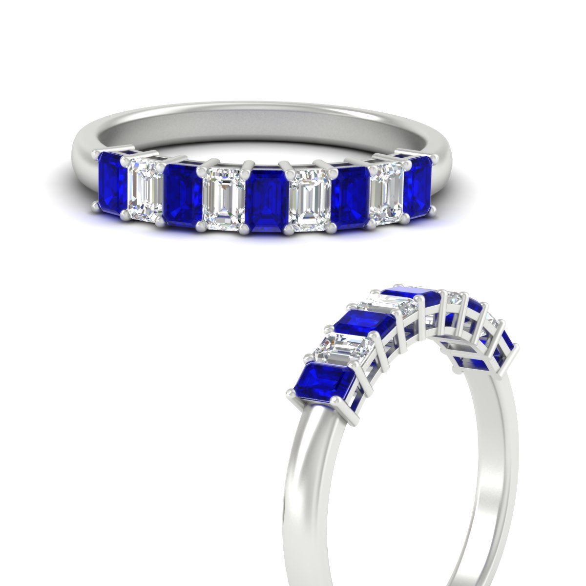 1 Carat Nine Stone Emerald Cut Wedding Band Fascinating Diamonds