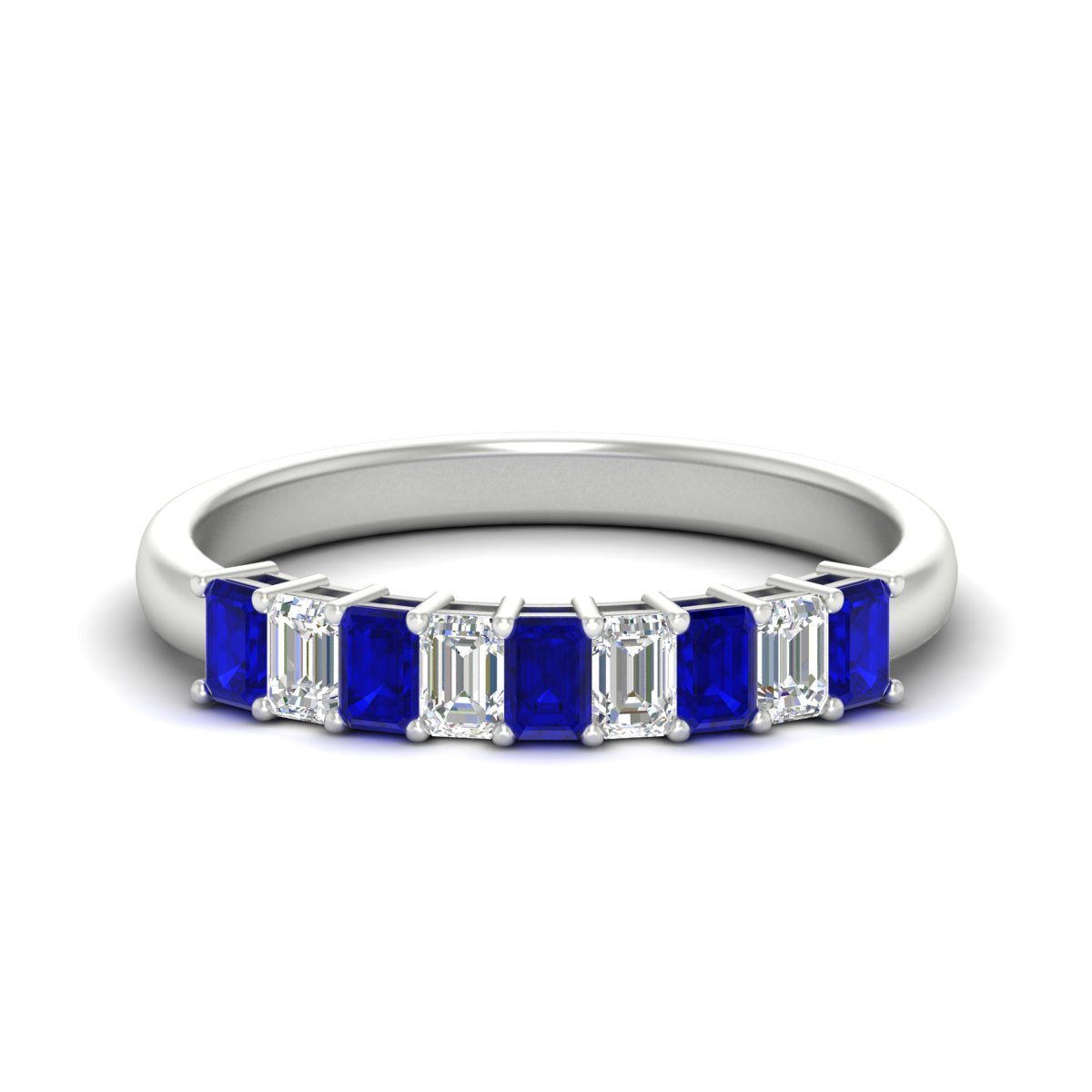 1 Carat Nine Stone Emerald Cut Wedding Band Fascinating Diamonds
