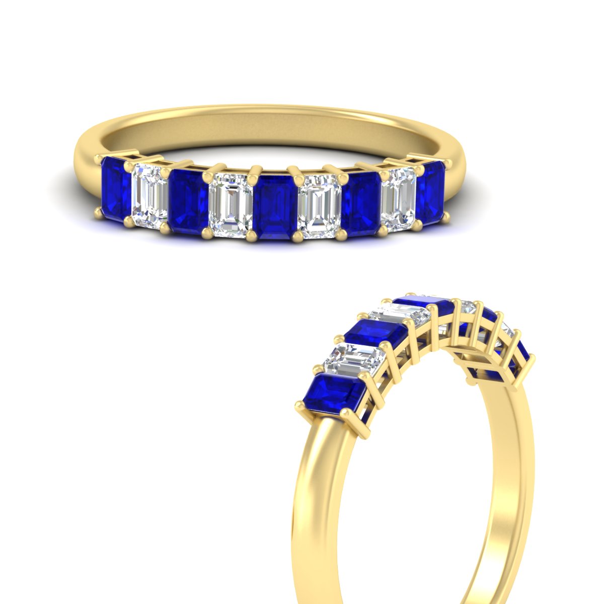 1 Carat Nine Stone Emerald Cut Wedding Band Fascinating Diamonds