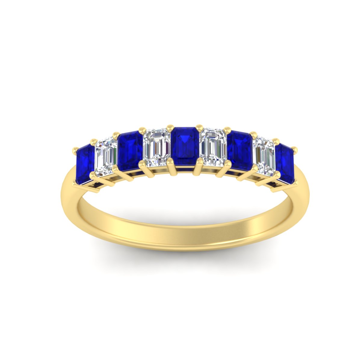 1 Carat Nine Stone Emerald Cut Wedding Band Fascinating Diamonds