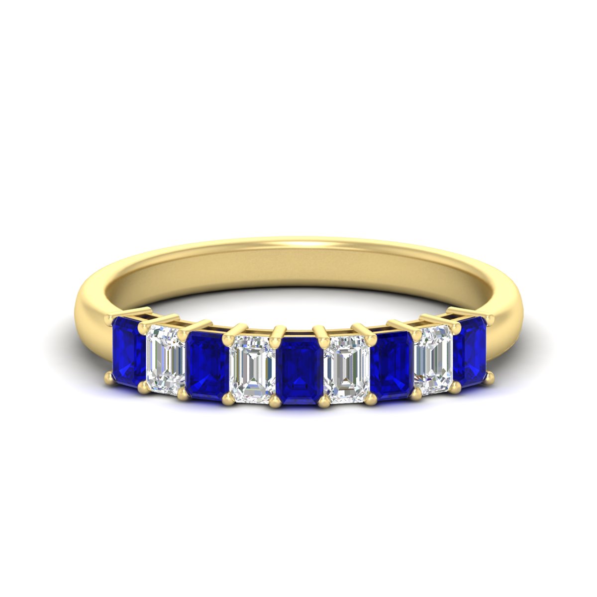 1 Carat Nine Stone Emerald Cut Wedding Band Fascinating Diamonds