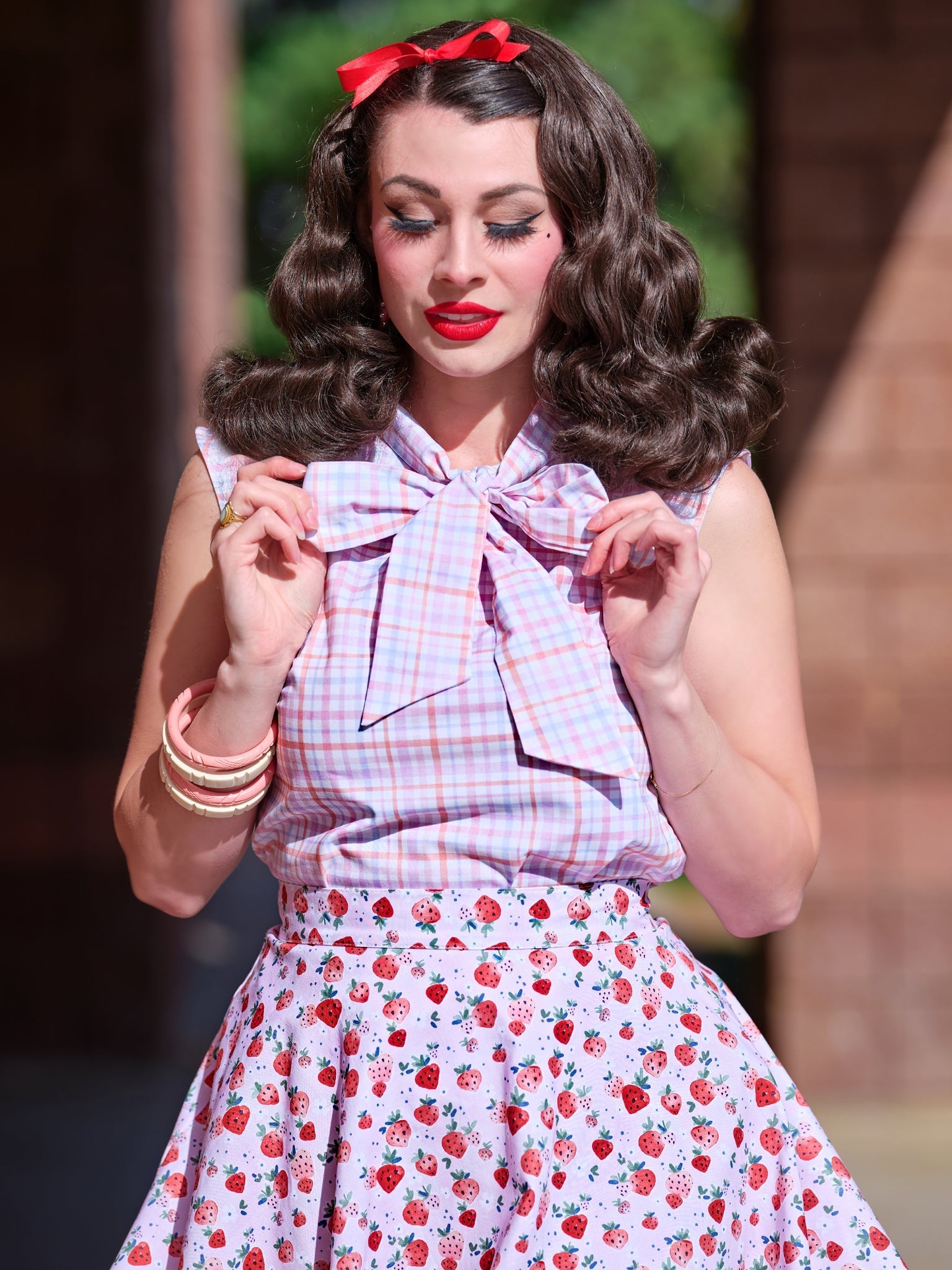 Plaid Bow Top - 4X only, 1 left! Retrolicious