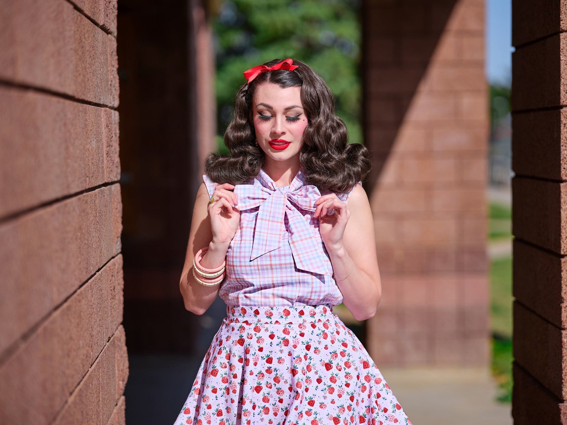 Plaid Bow Top - 4X only, 1 left! Retrolicious