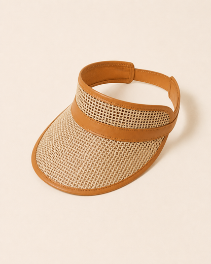 Sumi Leather and Cane Rattan Visor Village Thrive