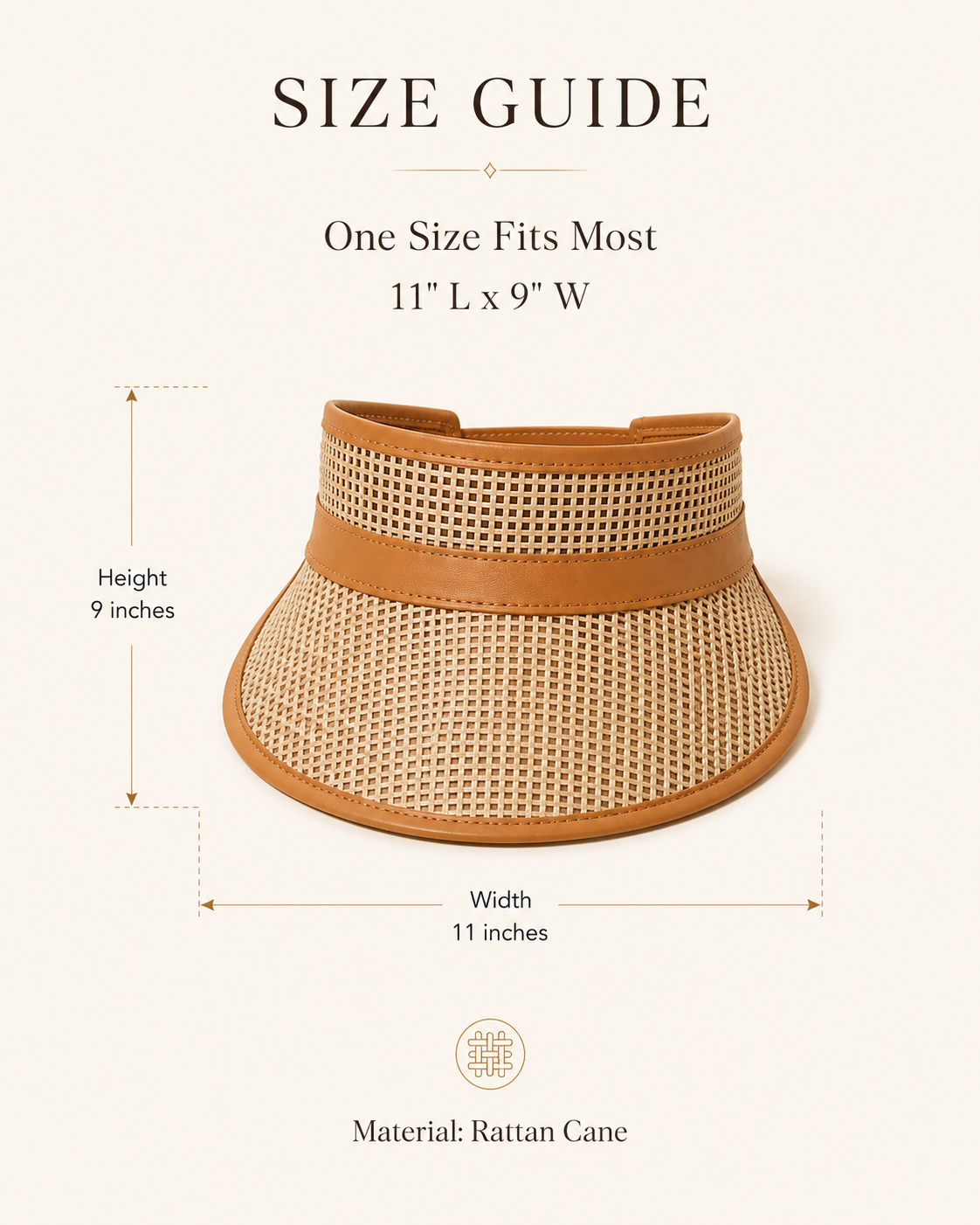 Sumi Leather and Cane Rattan Visor Village Thrive