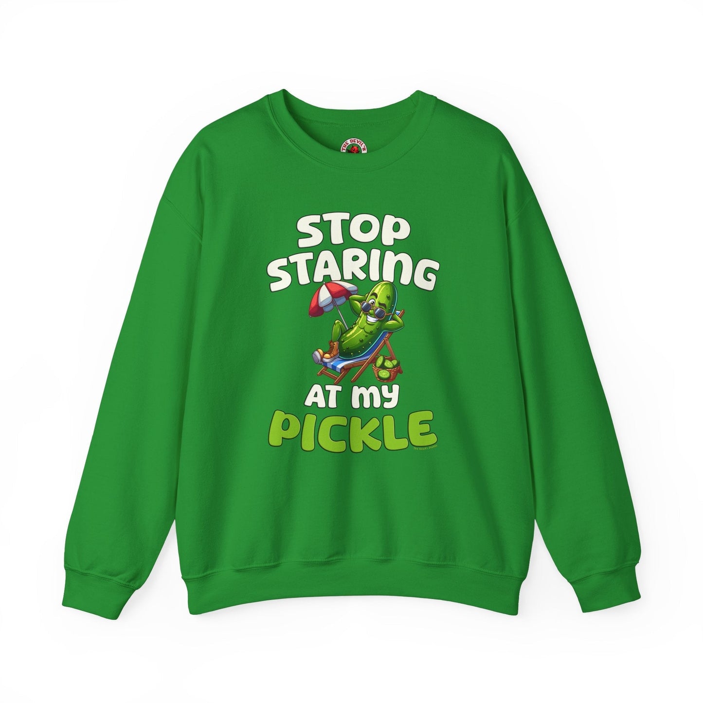 Stop Staring At My Pickle Crewneck Sweatshirt The Devil's Pickle
