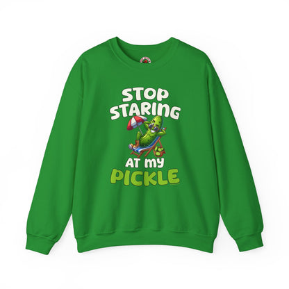 Stop Staring At My Pickle Crewneck Sweatshirt The Devil's Pickle