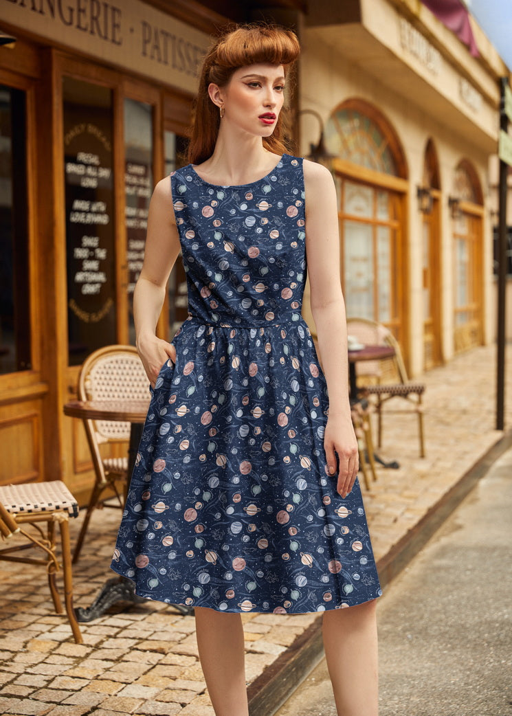 Planets Vintage Dress Retrolicious